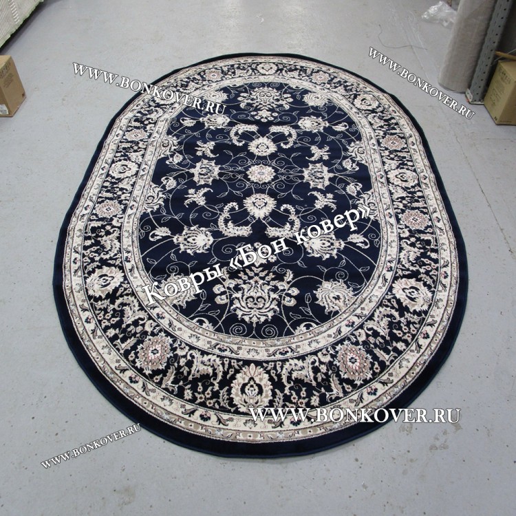 Турецкий Ковер Для гостиной дизайн 79 синий Овал