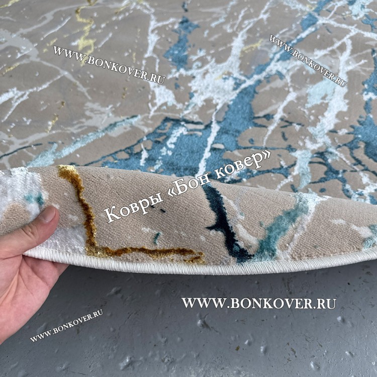 Турецкий овальный ковер синий дизайн 05